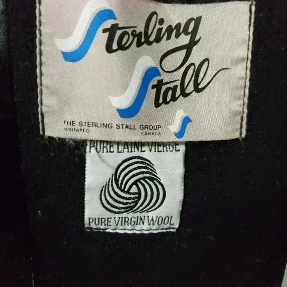 STERLING STALL VINTAGE black Pure  virgin wool coat. Size XL - Picture 10 of 15